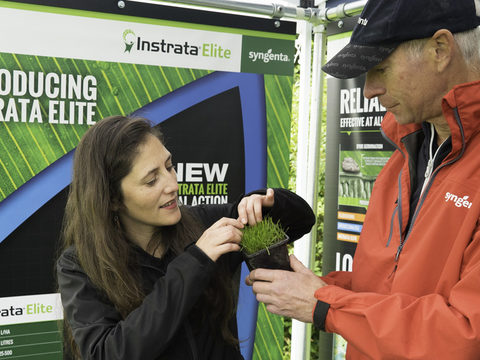 Marcela Munoz and Rod Burke at Turf Science Live Instrata Elite launch